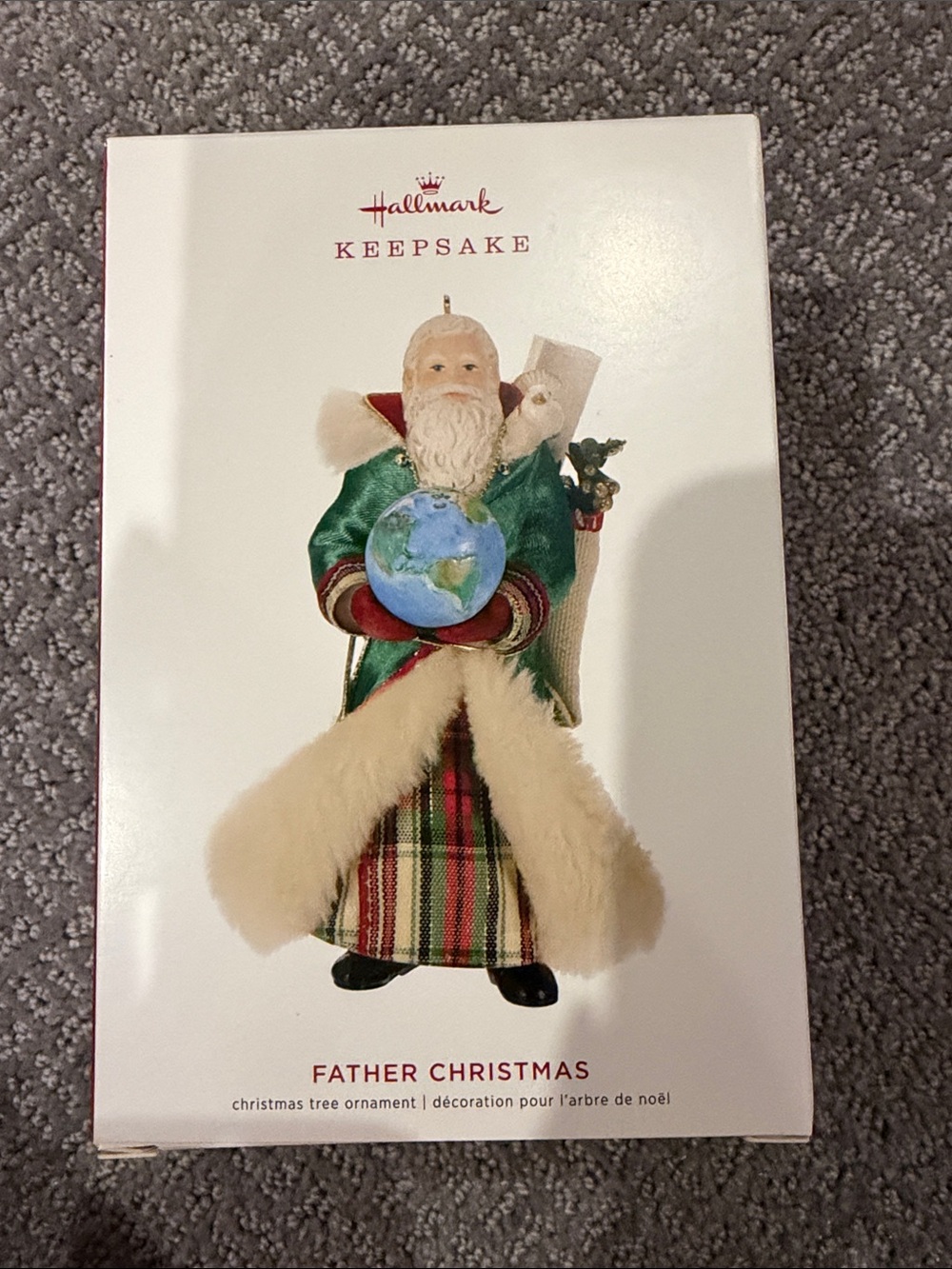Hallmark 2019 Father Christmas Ornament - Green, Cream & Red Plaid